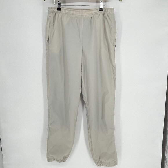 Vintage Nike Track Pants Womens Small Windbreaker Grey Lined Baggy Y2K Cream 90s - Picture 2 of 13